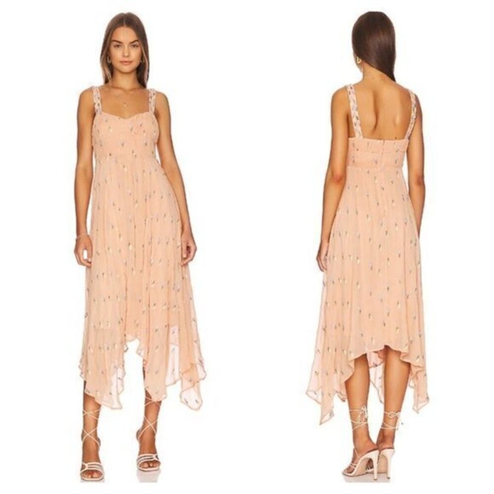 MAJORELLE Fairy Midi Dress - Nude Peach